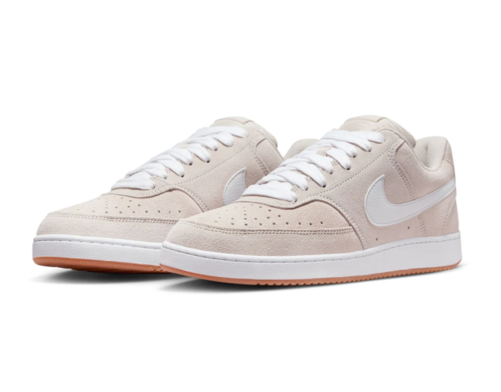 Nike Cream Low-Top Sneakers with White Swoosh and Gum Sole