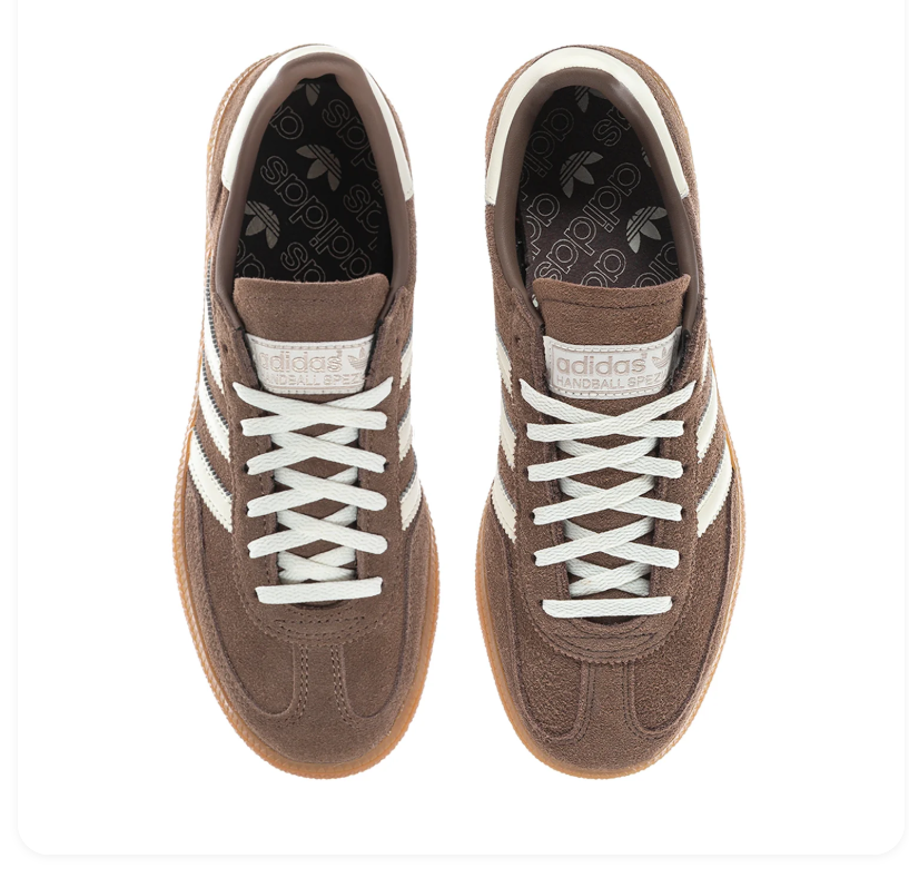 Adidas Handball Spezial Taupe Brown Sneakers with Cream Stripes and Gum Sole