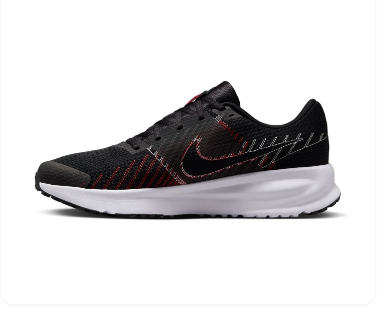 Nike Downshifter 11 Black Mesh Sneakers with Red and Silver Accents