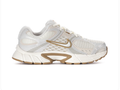 Nike White and Light Grey Mesh Sneakers with Gold-Tone Accents