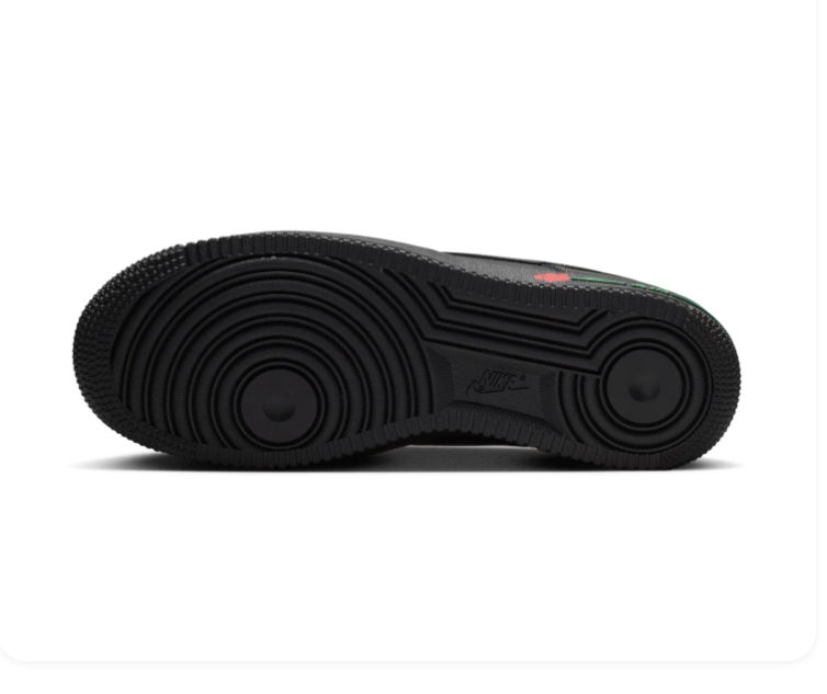 Nike Air Force 1 Black Low-Top Sneakers with Red Rose Detail