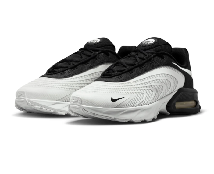 Nike Air Max White and Black Sneakers with Wave-Pattern Upper