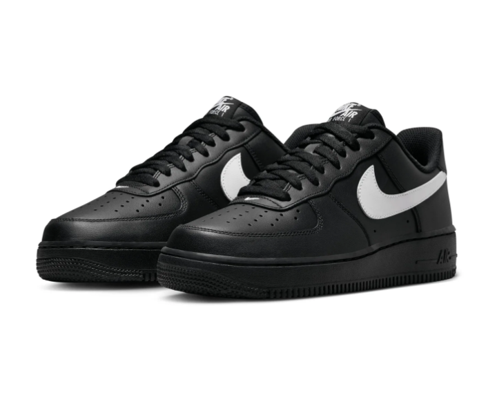 Nike Air Force 1 Black Low-Top Sneakers with White Swoosh