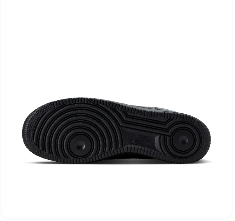 Nike Air Force 1 Black and Charcoal Sneakers with Embroidered Grey Swoosh