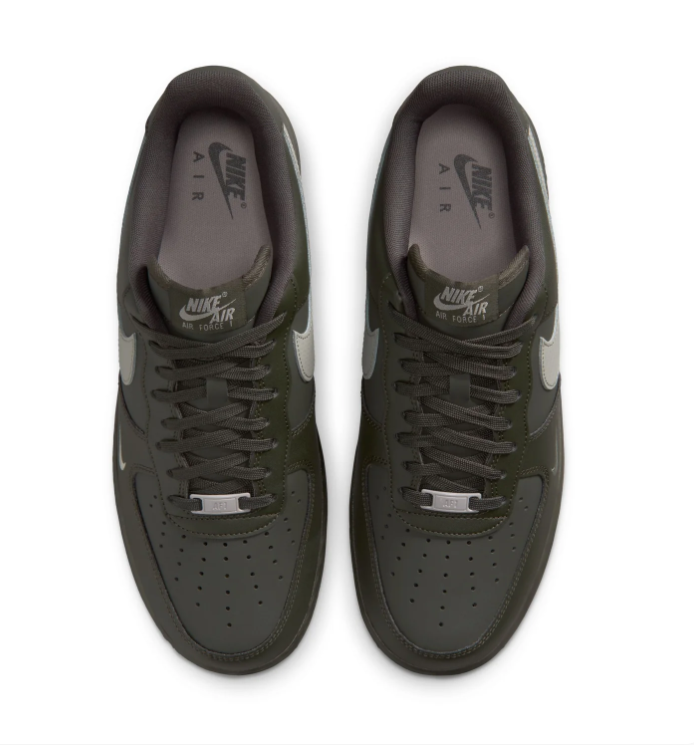 Nike Air Force 1 Dark Olive Sneakers with Light Grey Swoosh