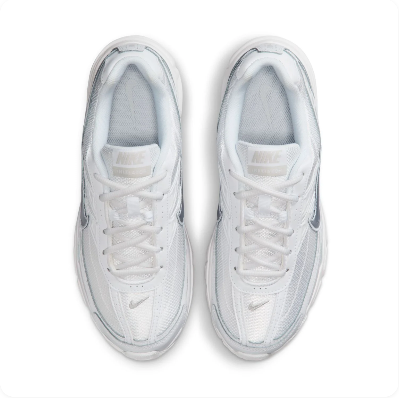 Nike White Mesh Sneakers with Metallic Silver Swoosh