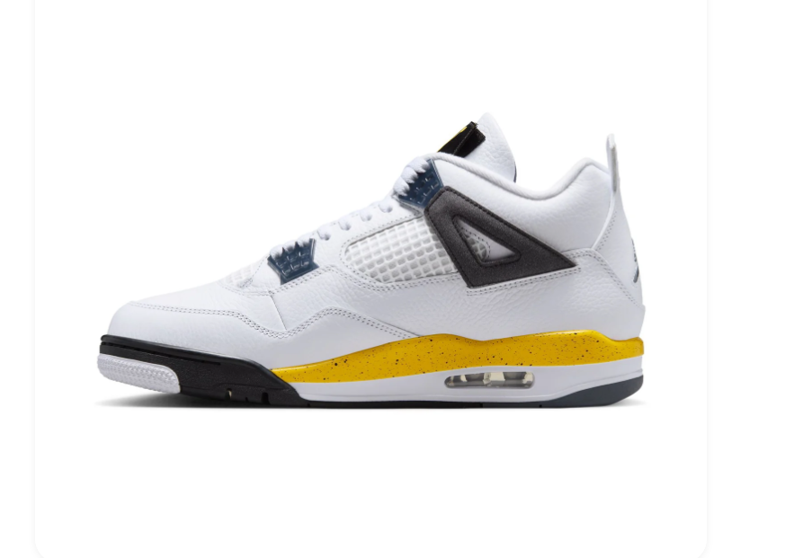 Air Jordan 4 White and Yellow Sneakers with Black Accents