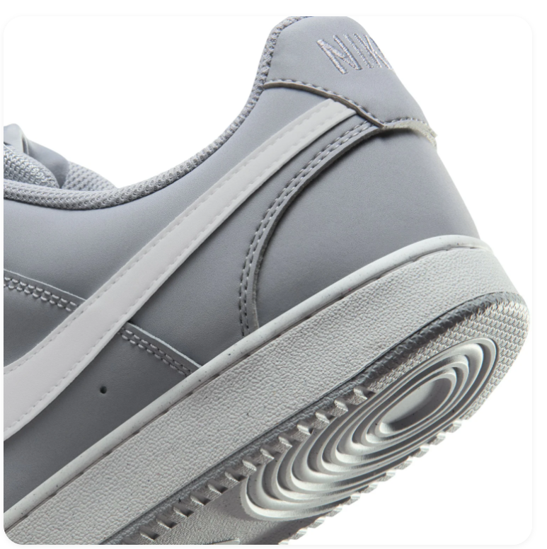 Nike Court Vision Light Grey Low-Top Sneakers with White Swoosh