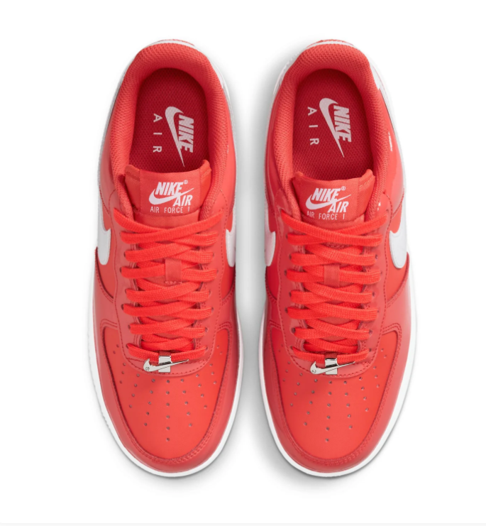 Nike Air Force 1 Red Low-Top Sneakers with White Swoosh