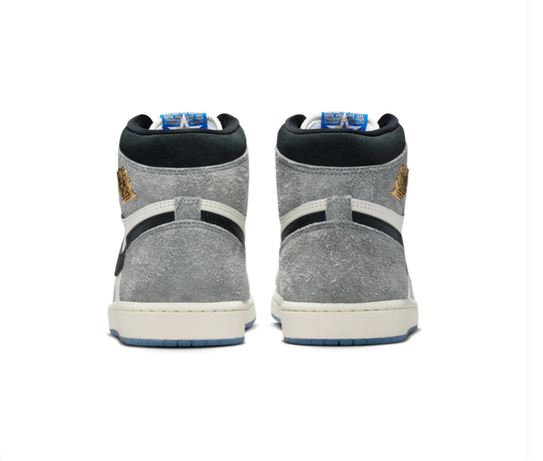 Air Jordan 1 High Grey and Sail Sneakers with Icy Blue Sole