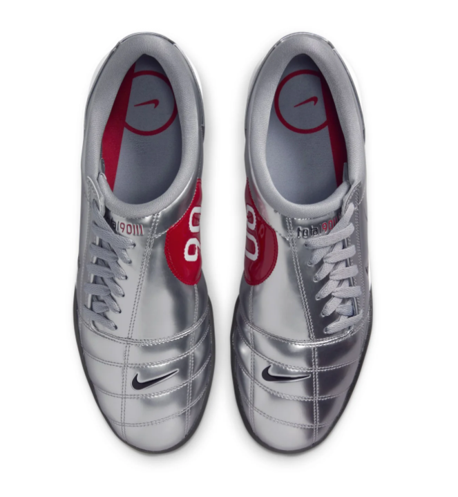 Nike Total 90 III Metallic Silver Sneakers with Red 90 Detail