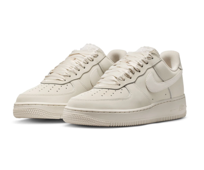 Nike Air Force 1 Cream Low-Top Sneakers with Satin-Style Laces