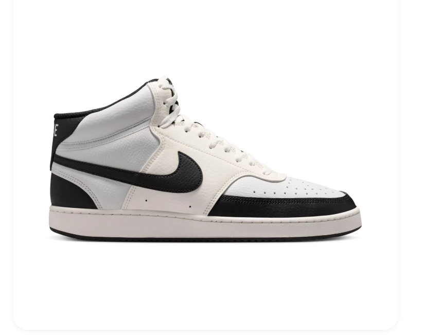 Nike White and Light Grey High-Top Sneakers with Black Swoosh