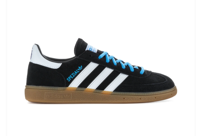Adidas Handball Spezial Black Sneakers with Blue Laces and Gum Sole