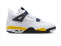 Air Jordan 4 White and Yellow Sneakers with Black Accents