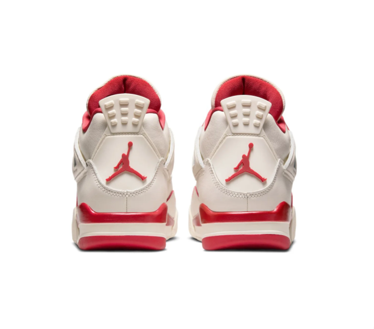 Air Jordan 4 Off-White Sneakers with Red Accents