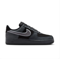 Nike Air Force 1 Black and Charcoal Sneakers with Embroidered Grey Swoosh