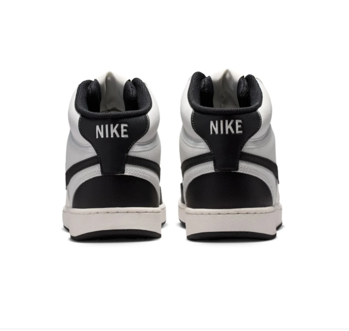 Nike White and Light Grey High-Top Sneakers with Black Swoosh
