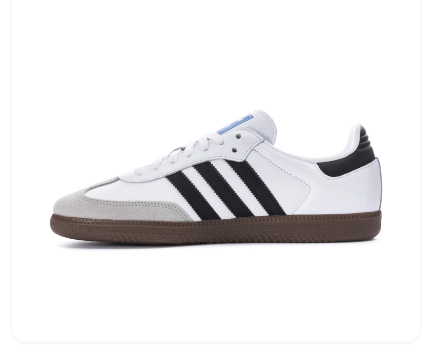 Adidas Samba White Sneakers with Black Stripes and Light Grey T-Toe