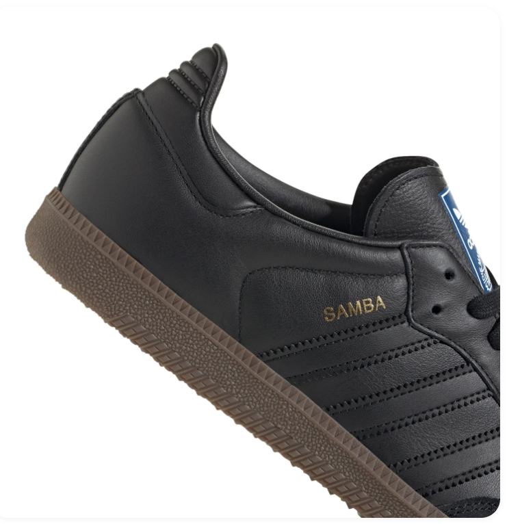 Adidas Samba Black Sneakers with Tonal Stripes and Brown Sole