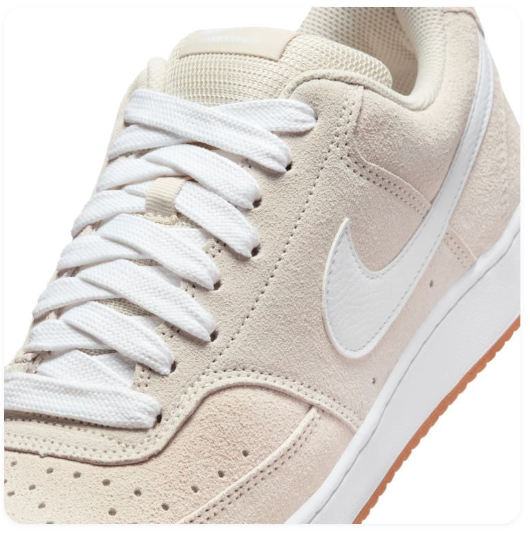 Nike Cream Low-Top Sneakers with White Swoosh and Gum Sole