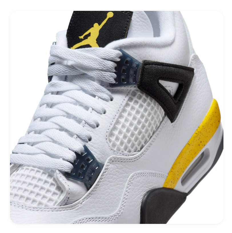 Air Jordan 4 White and Yellow Sneakers with Black Accents