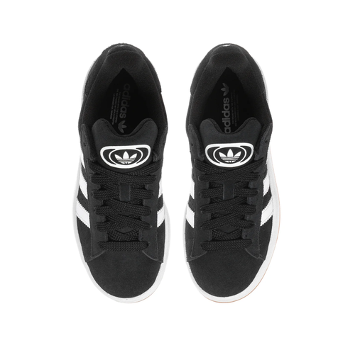 Adidas Campus Black Sneakers with White Stripes and Gum Sole
