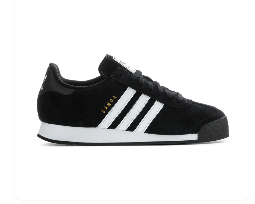 Adidas Samoa Black Sneakers with White Stripes and White Midsole