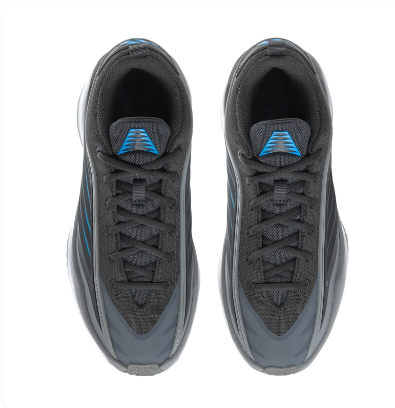 Adidas Black and Grey Sneakers with Bright Blue Side Accents