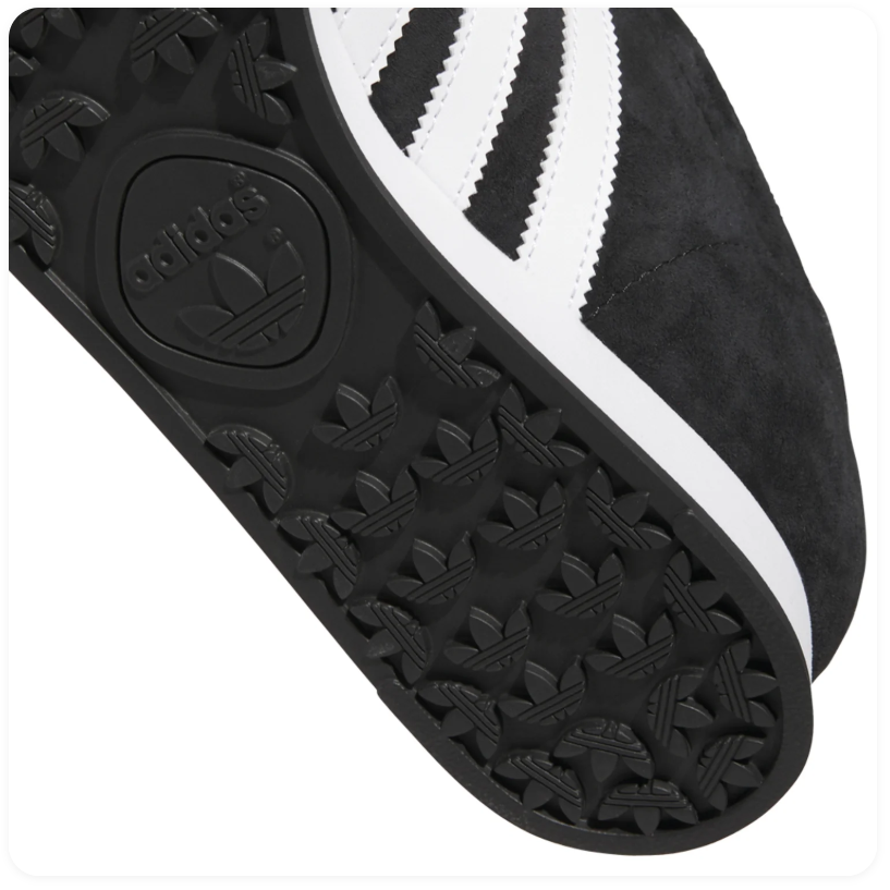 Adidas Samoa Black Sneakers with White Stripes and White Midsole