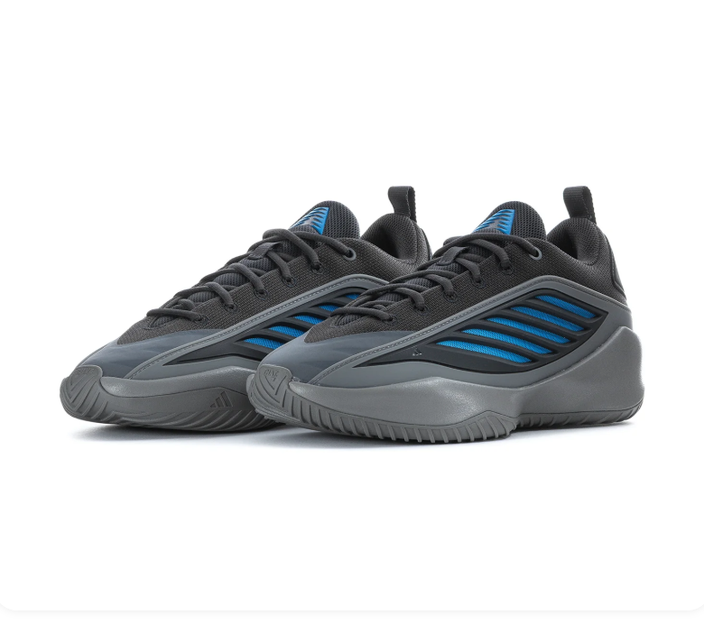 Adidas Black and Grey Sneakers with Bright Blue Side Accents