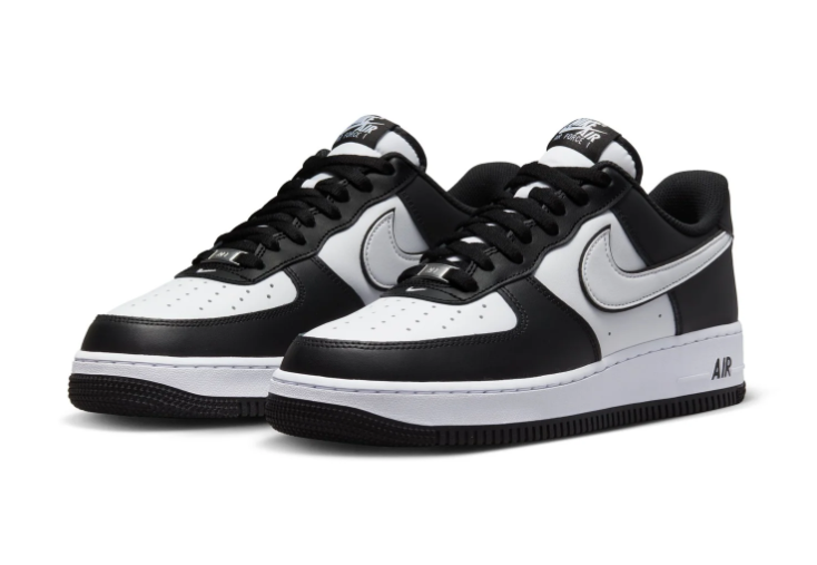 Nike Air Force 1 Black and White Sneakers with Silver Swoosh