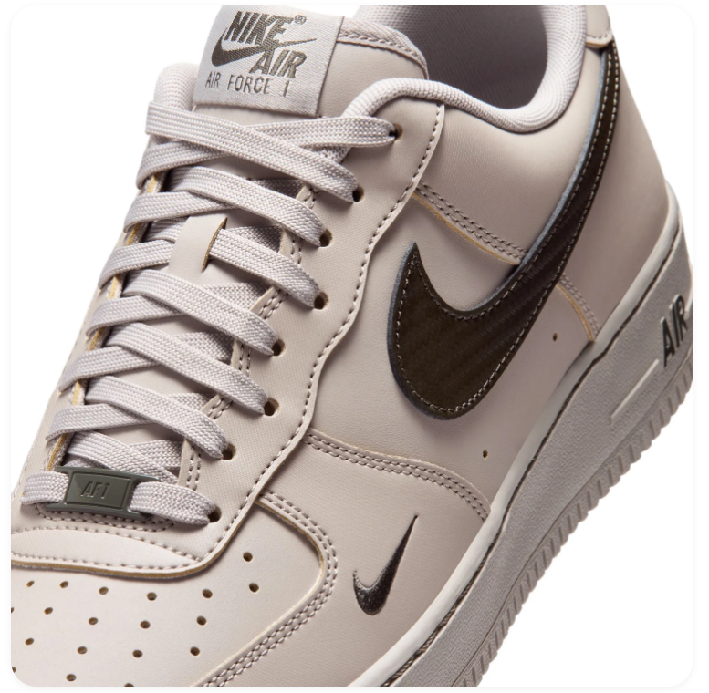 Nike Air Force 1 Light Taupe Sneakers with Dark Brown Swoosh