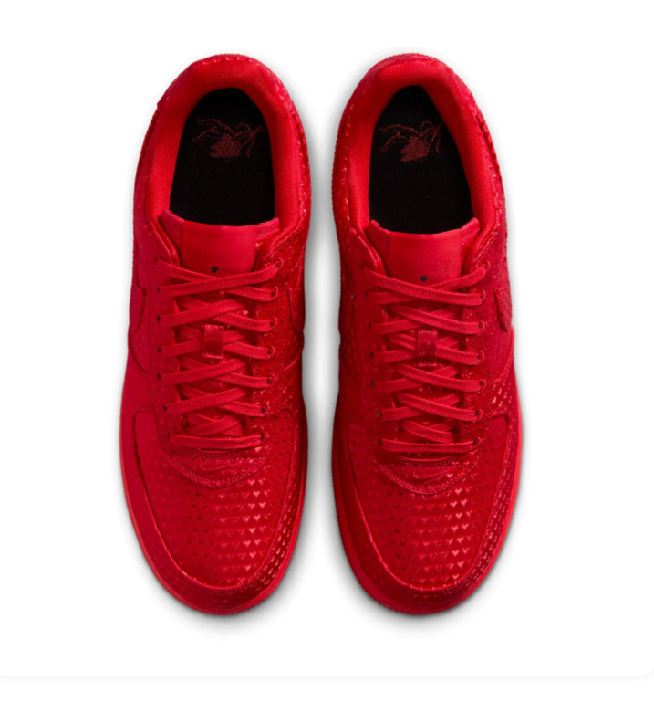 Nike Air Force 1 All-Red Low-Top Sneakers with Textured Upper