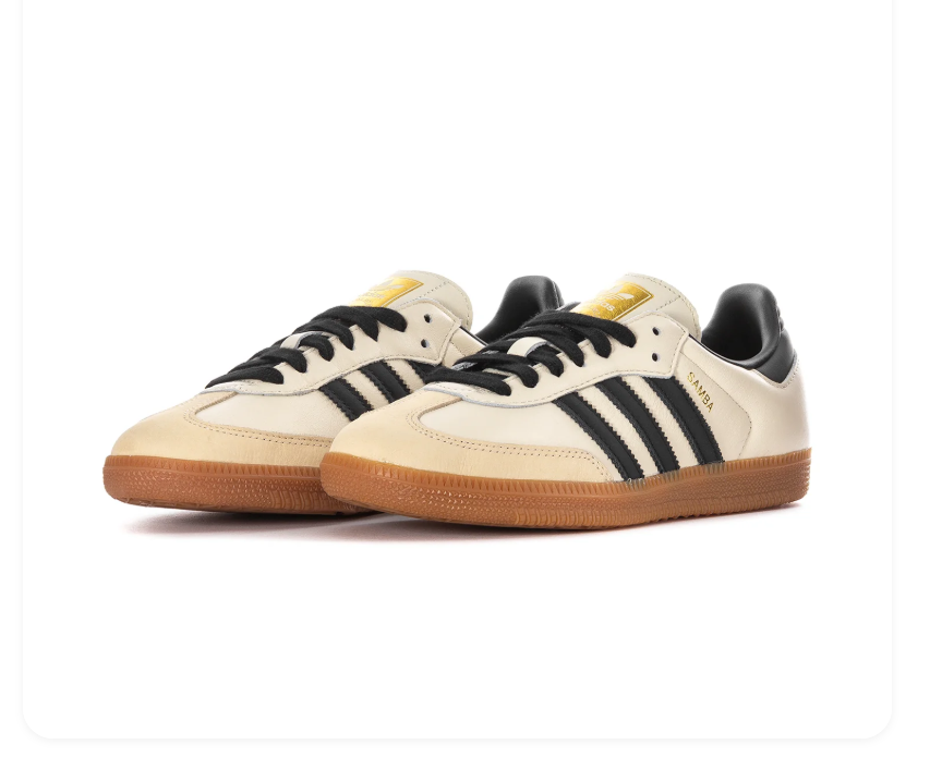Adidas Samba Cream Sneakers with Black Stripes and Gum Sole
