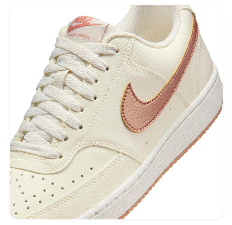 Nike Cream Low-Top Sneakers with Rose Pink Swoosh