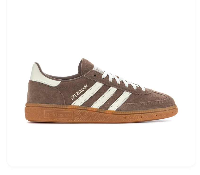Adidas Handball Spezial Taupe Brown Sneakers with Cream Stripes and Gum Sole