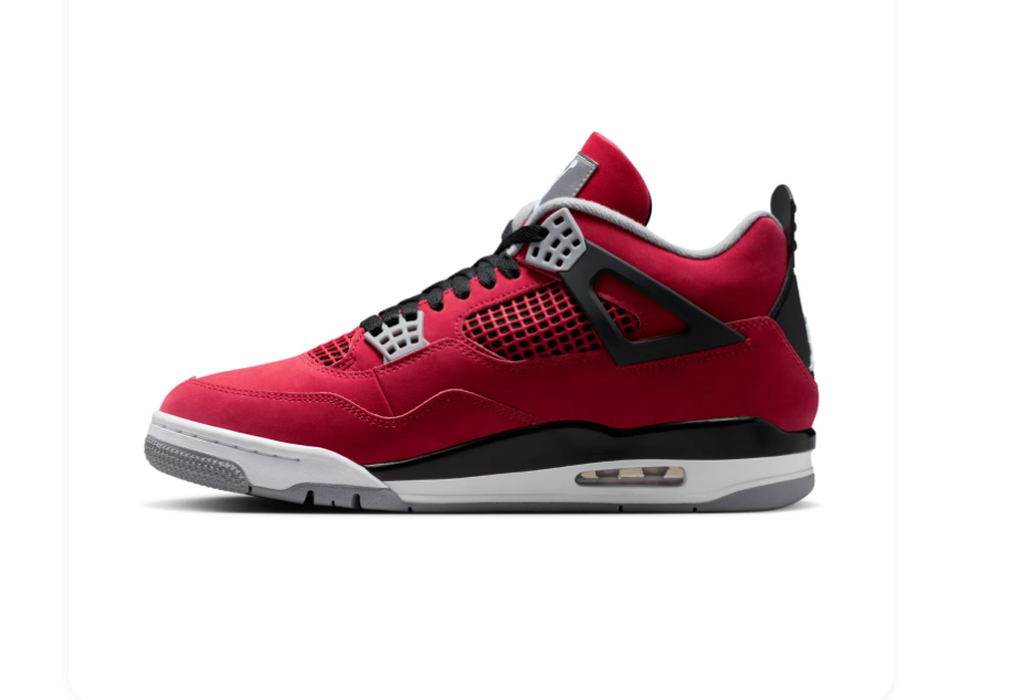 Air Jordan 4 Red Sneakers with Black and Grey Accents