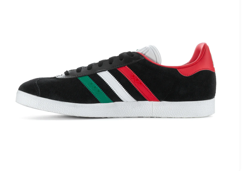 Adidas Gazelle Black Sneakers with Green, White and Red Stripes