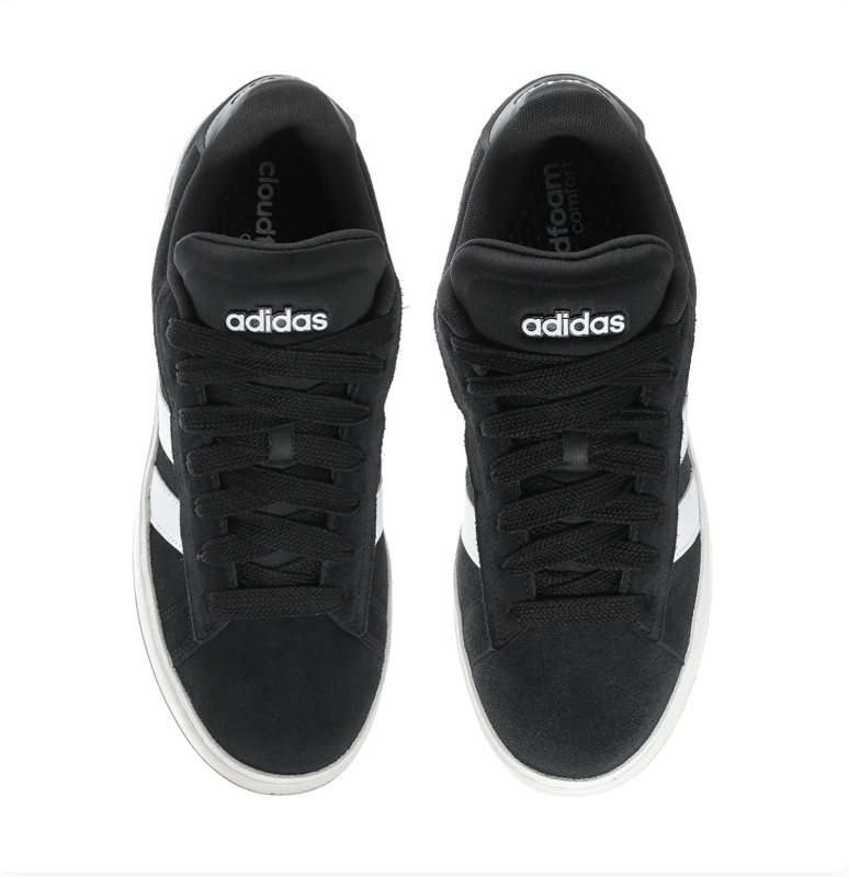 Adidas Black Low-Top Sneakers with White Stripes and Gum Outsole