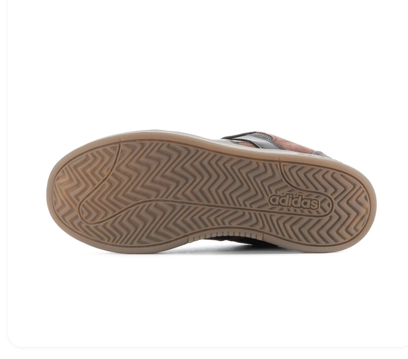 Adidas Brown and Grey Low-Top Sneakers with Dark Stripes and Brown Sole