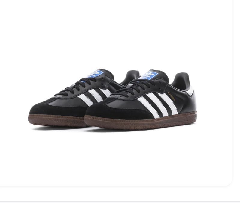 Adidas Samba Black Sneakers with White Stripes and Dark Brown Sole