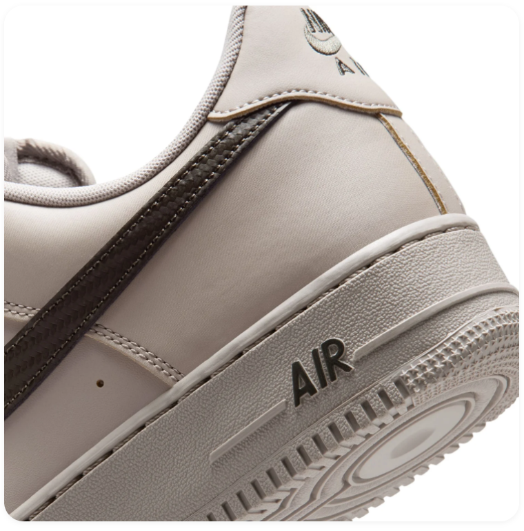 Nike Air Force 1 Light Taupe Sneakers with Dark Brown Swoosh