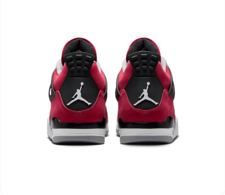 Air Jordan 4 Red Sneakers with Black and Grey Accents