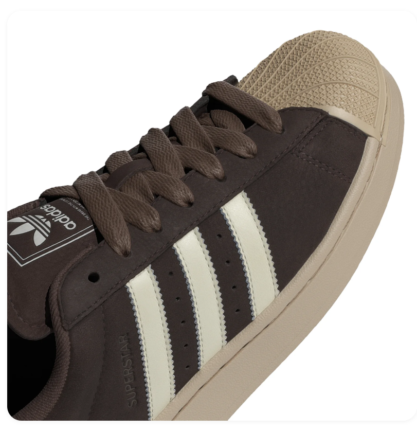 Adidas Superstar Brown Sneakers with Cream Stripes and Beige Shell Toe