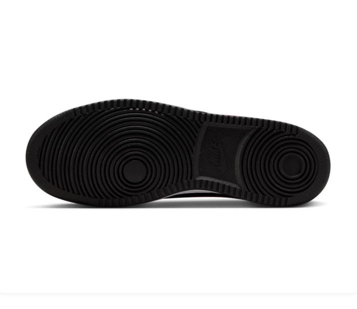 Nike Court Vision Black and White Low-Top Sneakers with Red Swoosh
