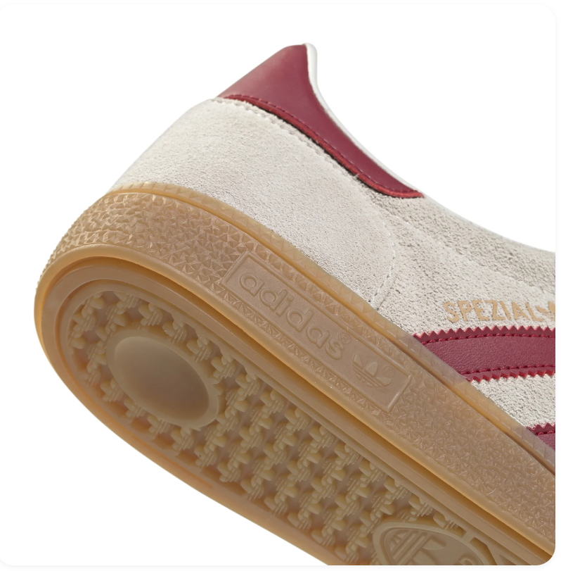 Adidas Handball Spezial Cream Sneakers with Burgundy Stripes and Gum Sole