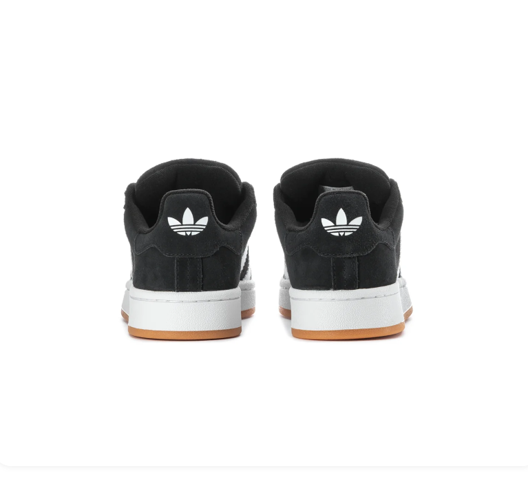 Adidas Campus Black Sneakers with White Stripes and Gum Sole