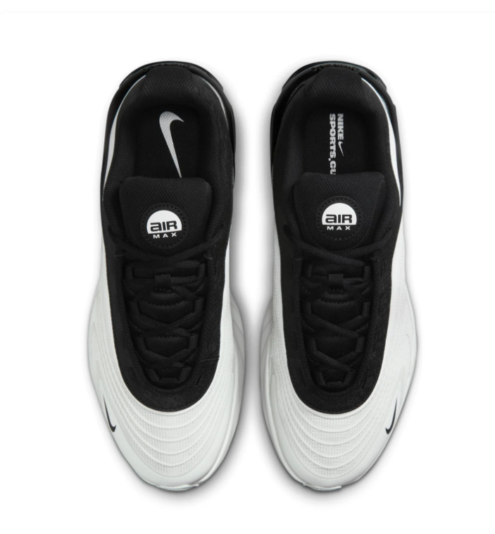 Nike Air Max White and Black Sneakers with Wave-Pattern Upper